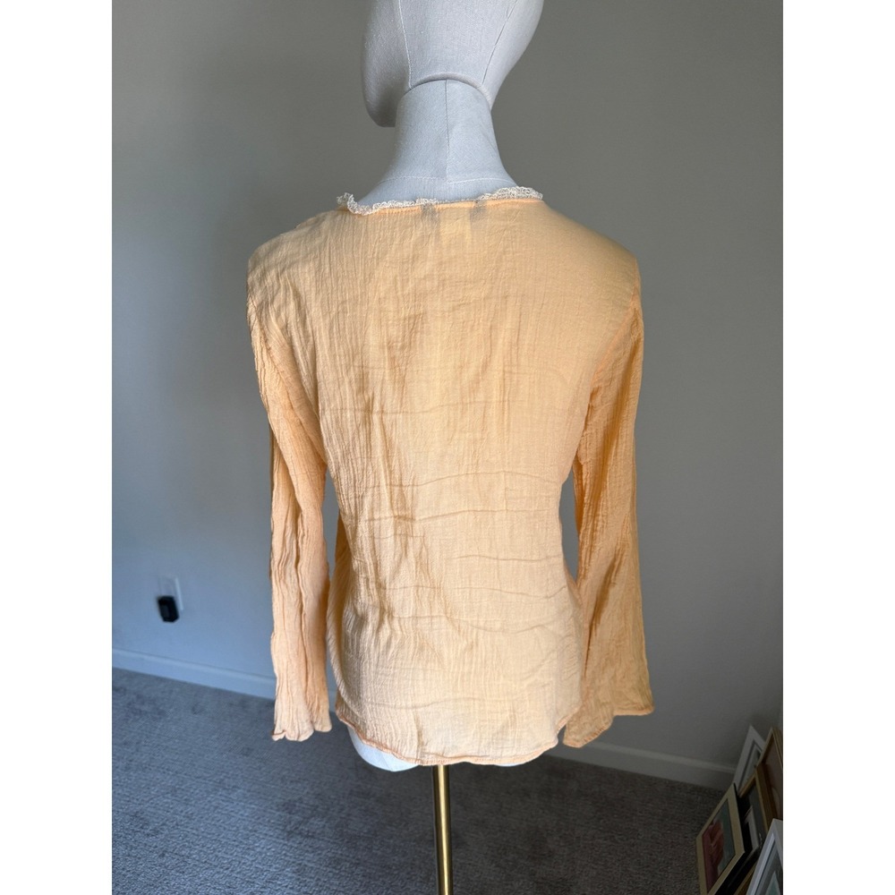 Y2K Peach Sequin Top Boho Fairy Bell Sleeve Renaissance Mallcore McBling Medium - Picture 6 of 8